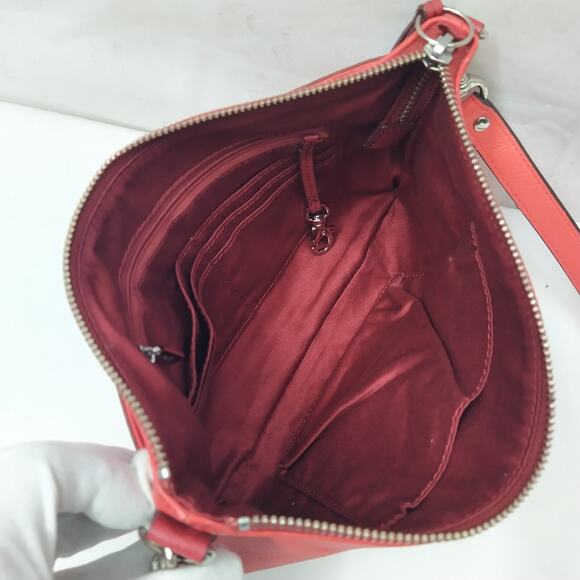Fossil Red Leather Credit Card Slots Zipper Closure Crossbody Bag - Picture 11 of 16